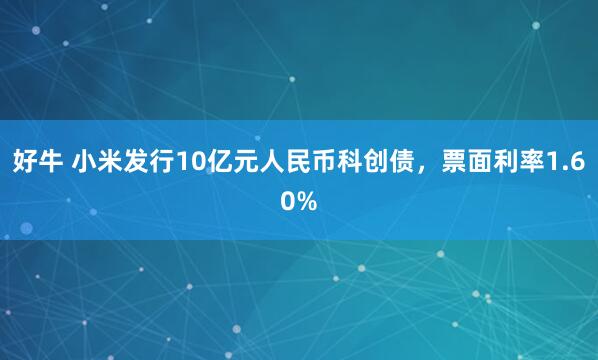 好牛 小米发行10亿元人民币科创债，票面利率1.60%
